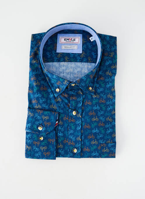 Chemise manches longues poignets boutonnés bleu EMYLE homme