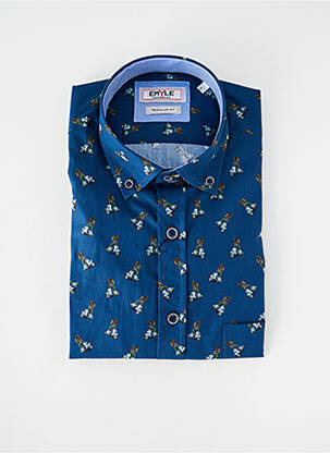 Chemise manches longues poignets boutonnés bleu EMYLE homme