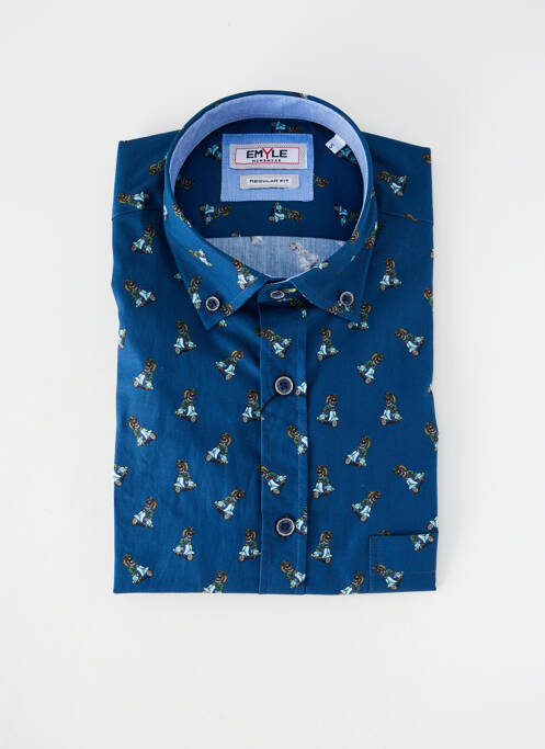Chemise manches longues poignets boutonnés bleu EMYLE homme