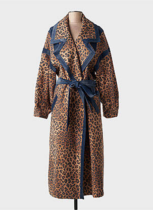 Manteau long coupe cintrée sans capuche marron MAT. femme