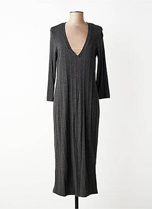 Robe longue coupe cintrée manches longues gris MAT. femme