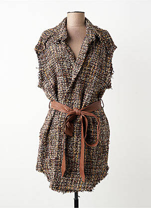 Veste casual col tailleur marron MAT. femme