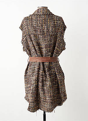 Veste casual col tailleur marron MAT. femme