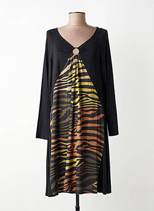 Robe mi-longue coupe fluide manches longues noir AN II VITO femme