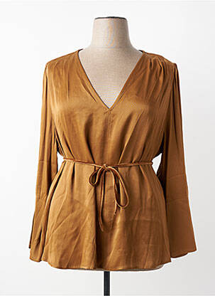 Top coupe fluide manches longues marron MAT. femme
