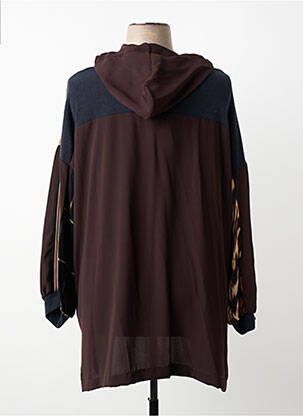 Sweat-shirt à capuche stretch manches longues marron MAT. femme