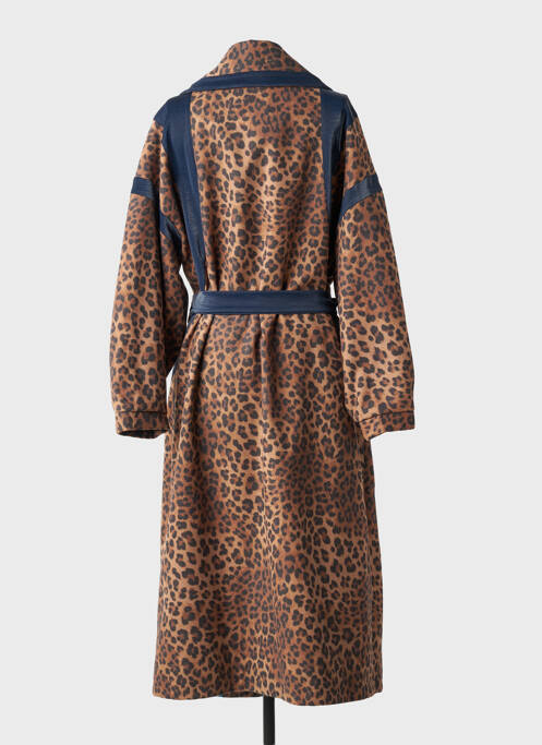 Manteau long coupe cintrée sans capuche marron MAT. femme