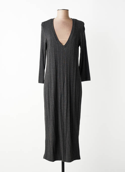 Robe longue coupe cintrée manches longues gris MAT. femme