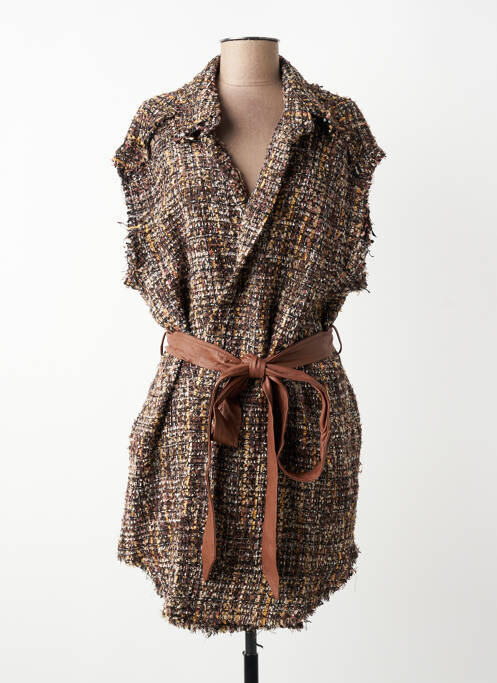Veste casual col tailleur marron MAT. femme