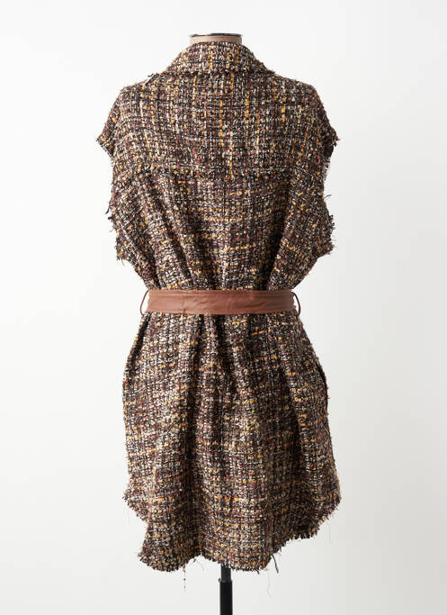 Veste casual col tailleur marron MAT. femme