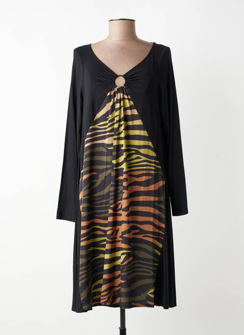 Robe mi-longue coupe fluide manches longues noir AN II VITO femme
