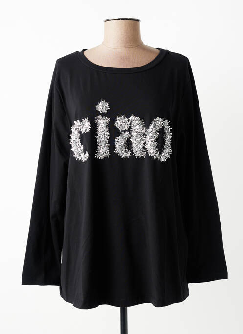 Top tissage jersey manches longues noir SOPHIA femme
