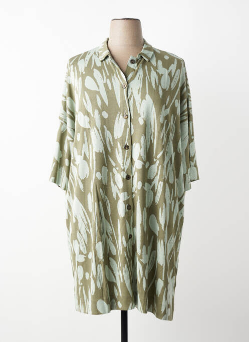 Robe mi-longue imprimé fantaisie manches longues vert MASAI femme