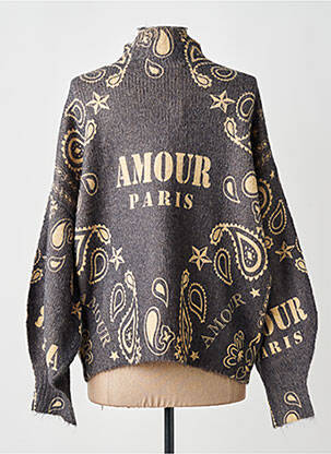 Pull stretch manches longues gris LAMIAR femme