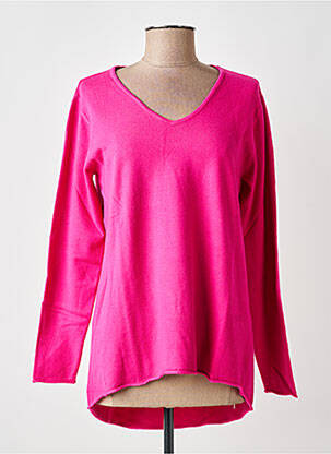 Pull coupe cintrée manches longues rose YELLOW LABEL femme