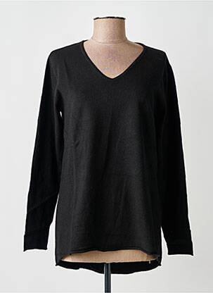 Pull coupe cintrée manches longues noir YELLOW LABEL femme