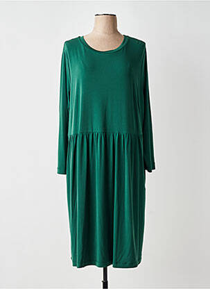 Robe mi-longue manches longues manches longues vert MAT. femme