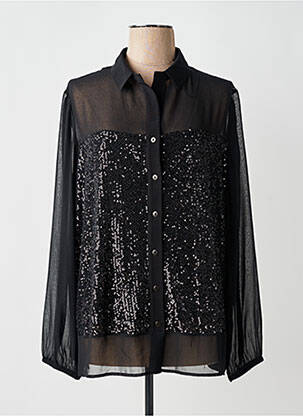 Chemisier tissage crêpe manches longues noir AN II VITO femme
