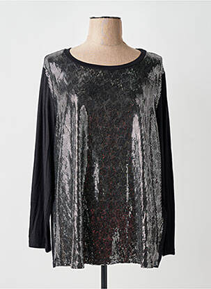 Top coupe fluide manches longues noir SOPHIA femme