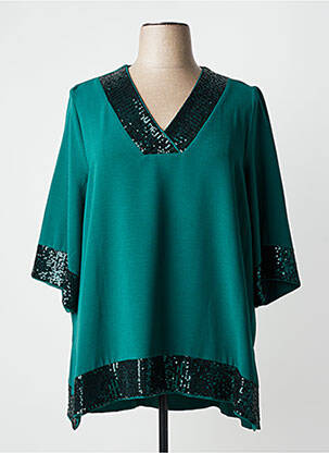 Top stretch manches 3/4 vert AN II VITO femme