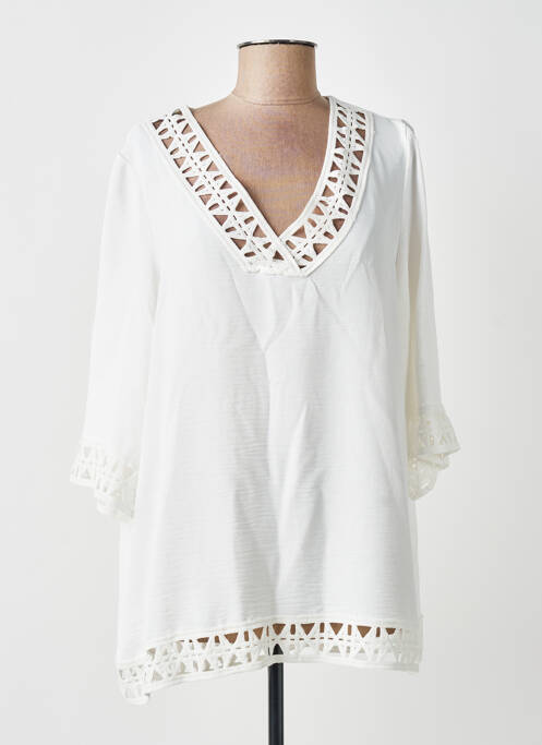 Tunique manches longues tissage crêpe beige AN II VITO femme