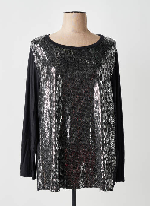 Top coupe fluide manches longues noir SOPHIA femme