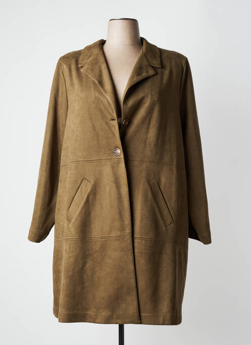 Manteau long coupe cintrée sans capuche vert AN II VITO femme