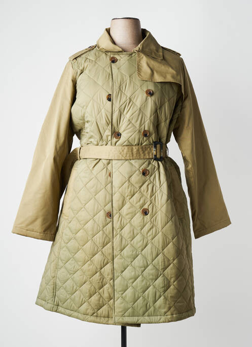 Trench coupe cintrée sans capuche vert YESTA femme