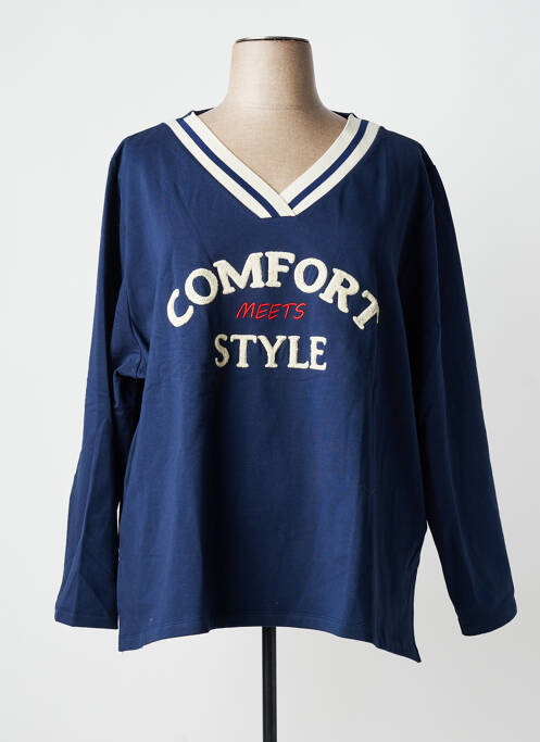 Sweat-shirt stretch manches longues bleu AN II VITO femme