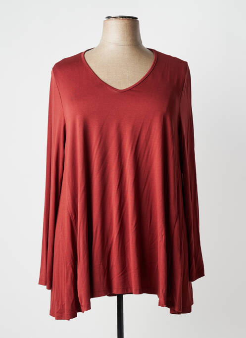 T-shirt col v manches longues marron AN II VITO femme