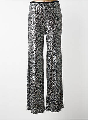 Pantalon flare taille élastique argent MAT. femme