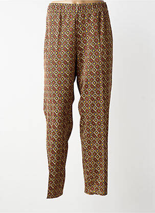 Pantalon droit taille élastique marron MAT. femme