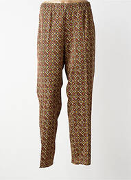 Pantalon droit taille élastique marron MAT. femme