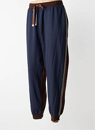 Pantalon droit taille élastique bleu MAT. femme