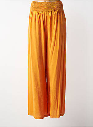 Pantalon large taille élastique jaune MAT. femme