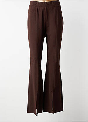 Pantalon flare taille élastique marron MAT. femme