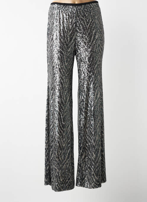 Pantalon flare taille élastique argent MAT. femme