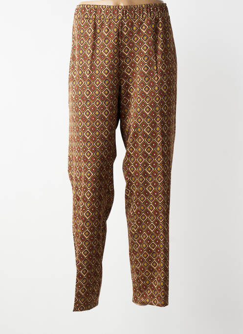 Pantalon droit taille élastique marron MAT. femme