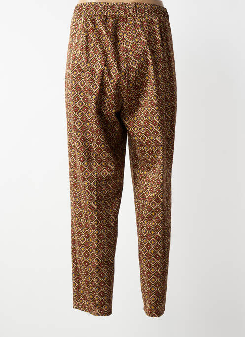 Pantalon droit taille élastique marron MAT. femme