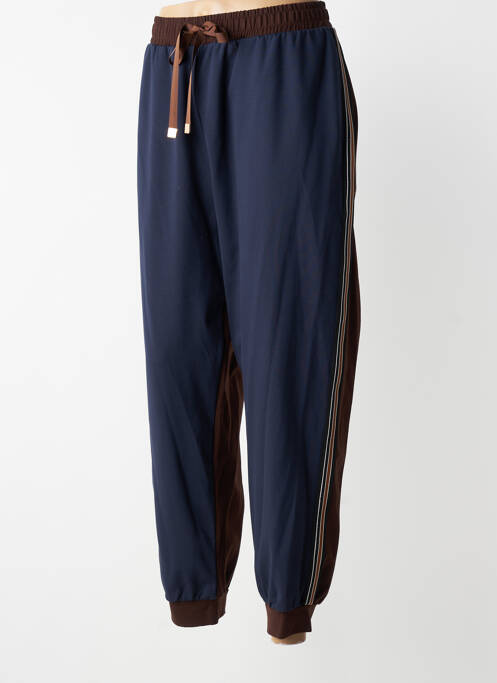Pantalon droit taille élastique bleu MAT. femme
