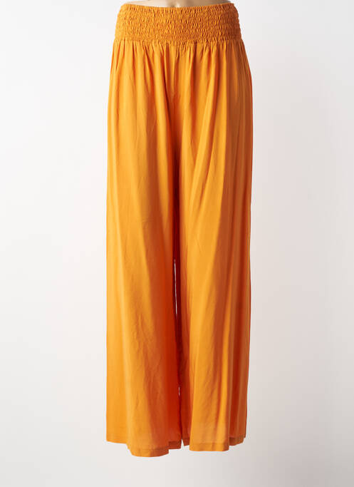 Pantalon large taille élastique jaune MAT. femme