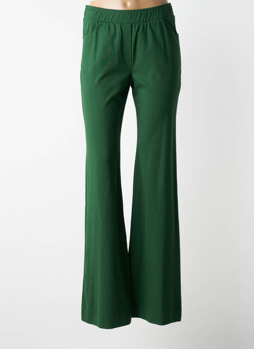 Pantalon flare taille élastique vert MAT. femme