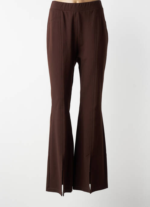 Pantalon flare taille élastique marron MAT. femme