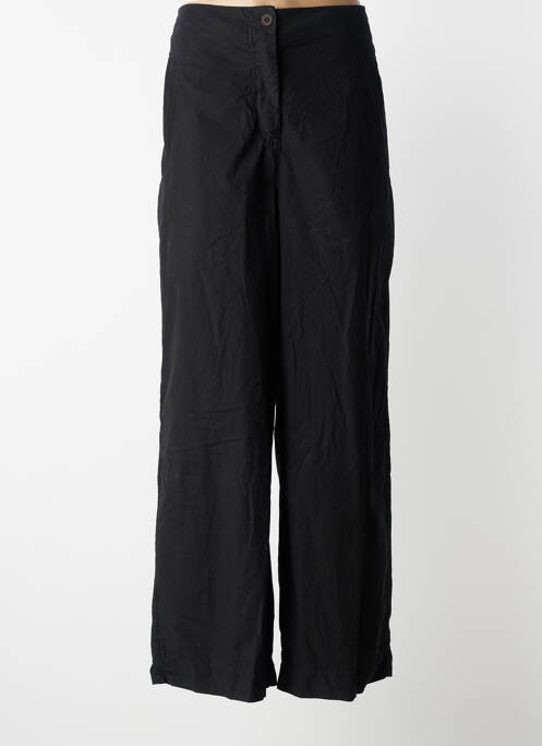 Pantalon droit fermeture zippée sous rabat boutonné noir YELLOW LABEL femme