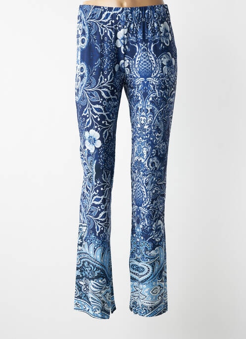 Pantalon flare taille élastique bleu MAT. femme
