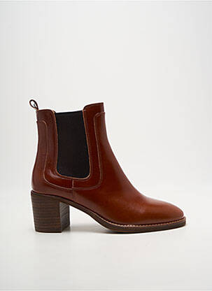 Bottines/boots tissage satiné talon de 4 à 6cm marron EMILIE KARSTON femme
