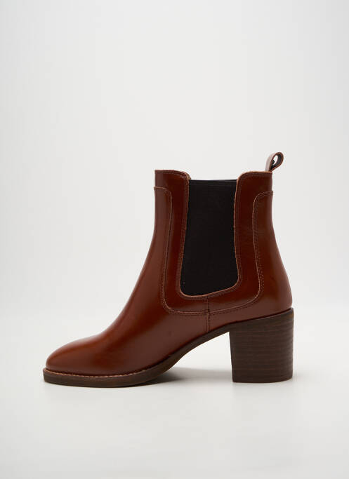 Bottines/boots tissage satiné talon de 4 à 6cm marron EMILIE KARSTON femme