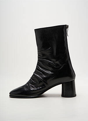 Bottines/boots tissage satiné talon de 4 à 6cm noir LORENZO MASIERO femme
