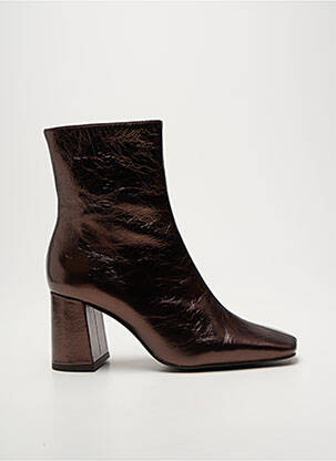 Bottines/boots tissage satiné talon de 7 à 9cm marron ANGEL ALARCON femme