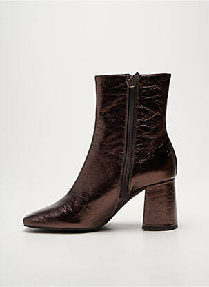 Bottines/boots tissage satiné talon de 7 à 9cm marron ANGEL ALARCON femme